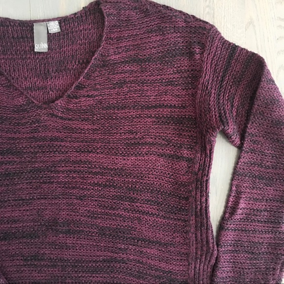 Quinn Burgundy Marl V-Neck Pullover Sweater, size Large ♥️ - Picture 5 of 16